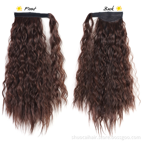 Straight And Kinky Curly Long Wavy Pocket Ponytail Wrap on Clip Hair In synthetic Hair Extension Pony Tail Fack Hair Extension